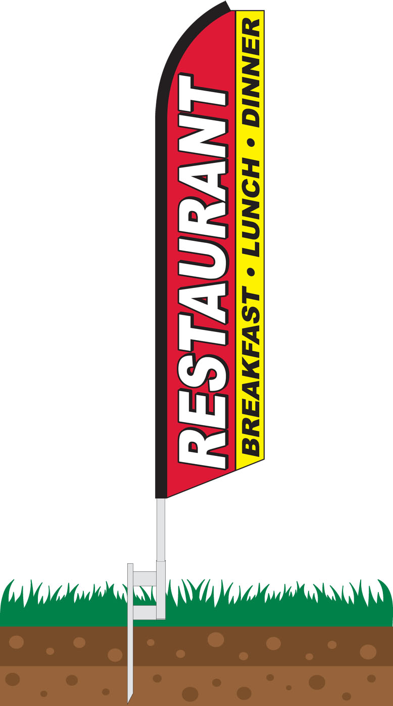 Restaurant Breakfast, Lunch, Dinner Swooper Feather Flag