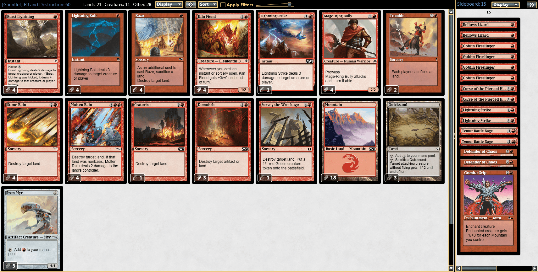 Pauper Gauntlet decks Red Land Destruction by Juan Fernández