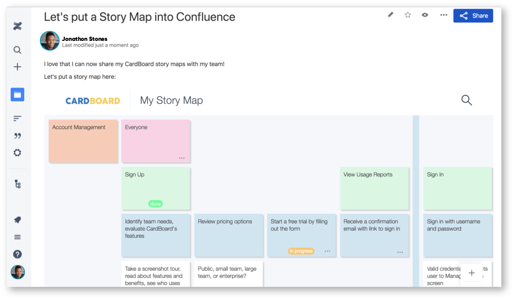 User Story Mapping for Jira and Confluence CardBoard
