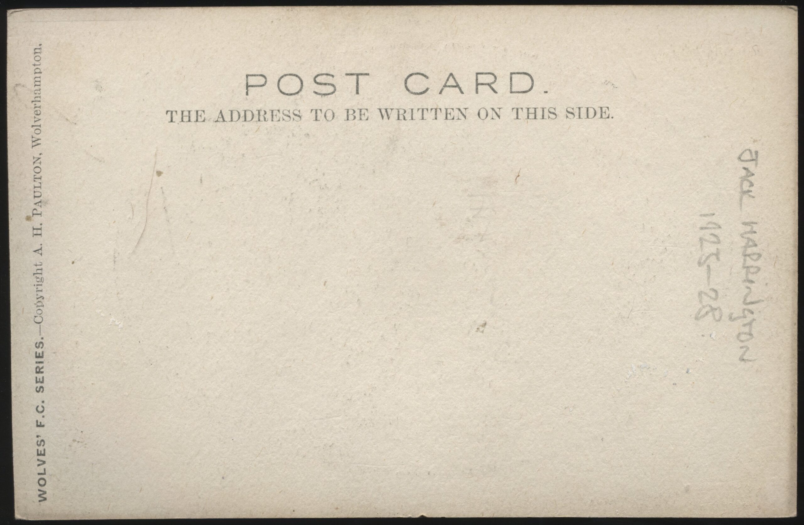 Paulton ‘Jack Harrington Wolverhampton Wanderers Signed’ (c1925