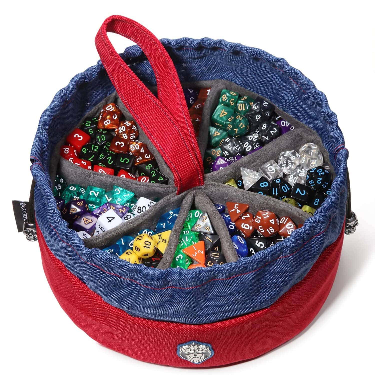 CardKingPro Monstrous Dice Bag with 8 Pockets Red / Blue Huge Capacity 500+ Dice Great