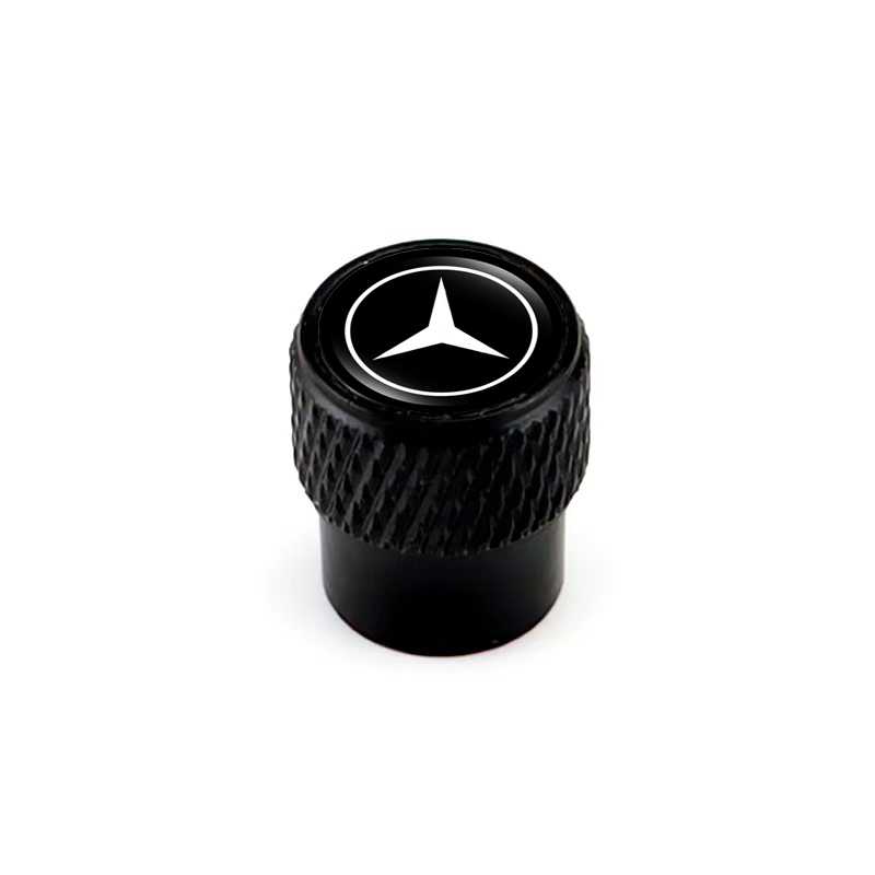 Tire Valve Stem Caps For Mercedes Benz Black Laser Engraved