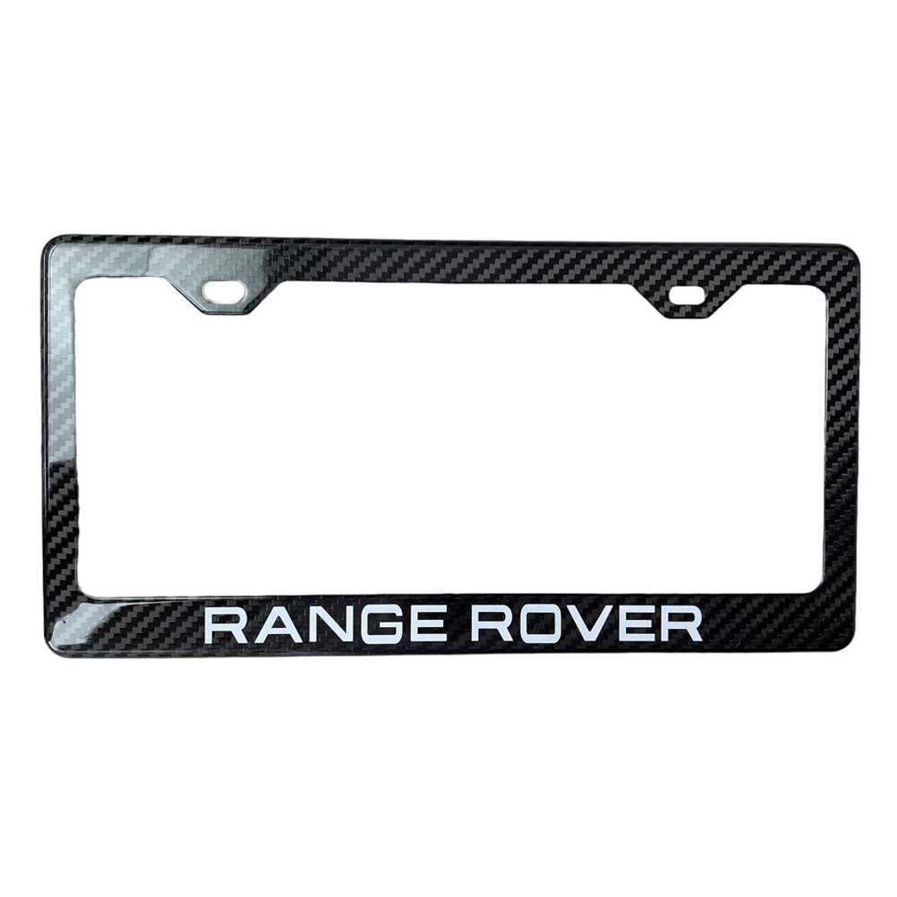 Range Rover Glossy Carbon Fiber License Plate Frame 2 Holes Tire Valve Caps, Keychain