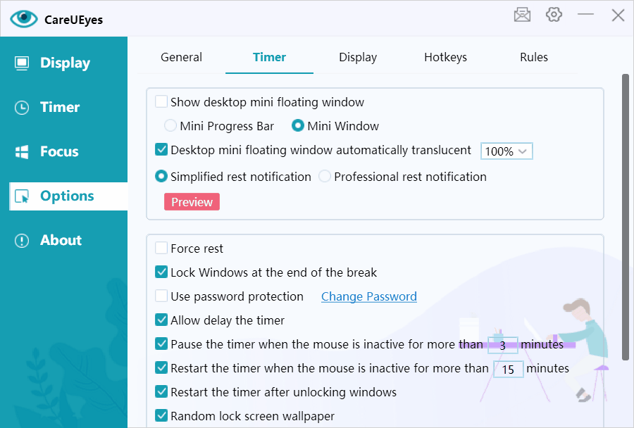 CareUEyes Eye protection software, blue light filter for pc, screen