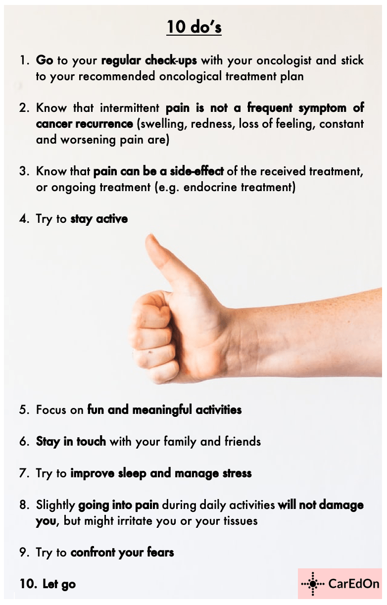 Persistent pain in cancer survivors 10 do's and don'ts CarEdOn