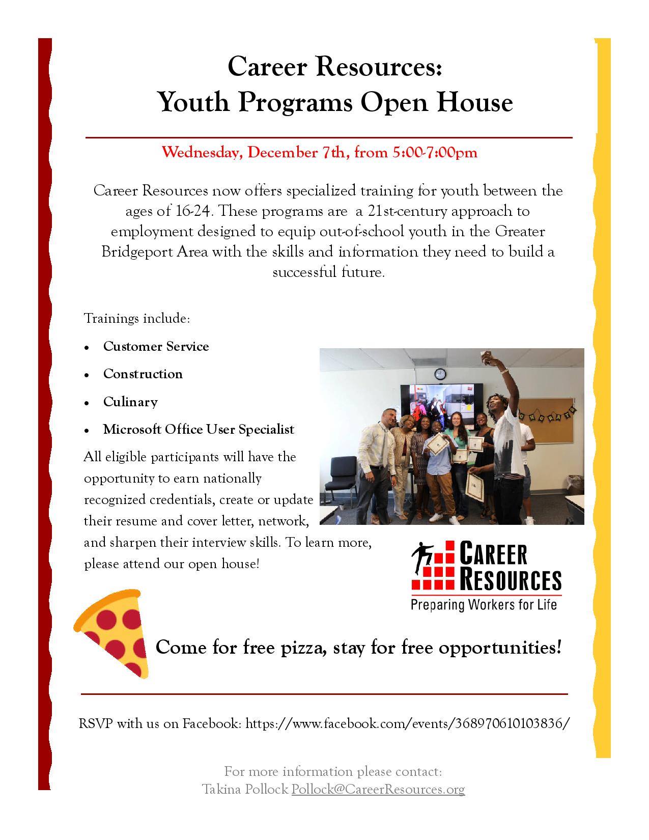 Career Resources Youth Programs Open House Career Resources