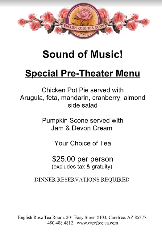 ENGLISH ROSE TEA ROOM MENU Carefree Restaurant Association