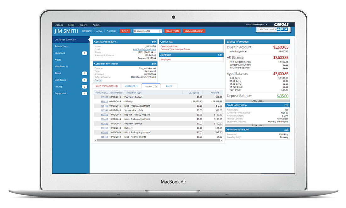 Customer Service Software for Fuel Delivery Cargas Energy