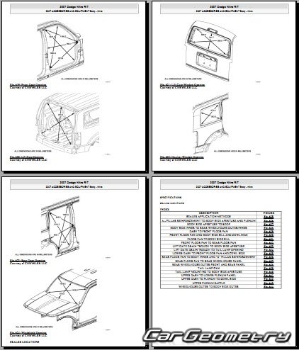 Кузовные размеры Dodge Nitro 2007-2011 Collision Repair Manual