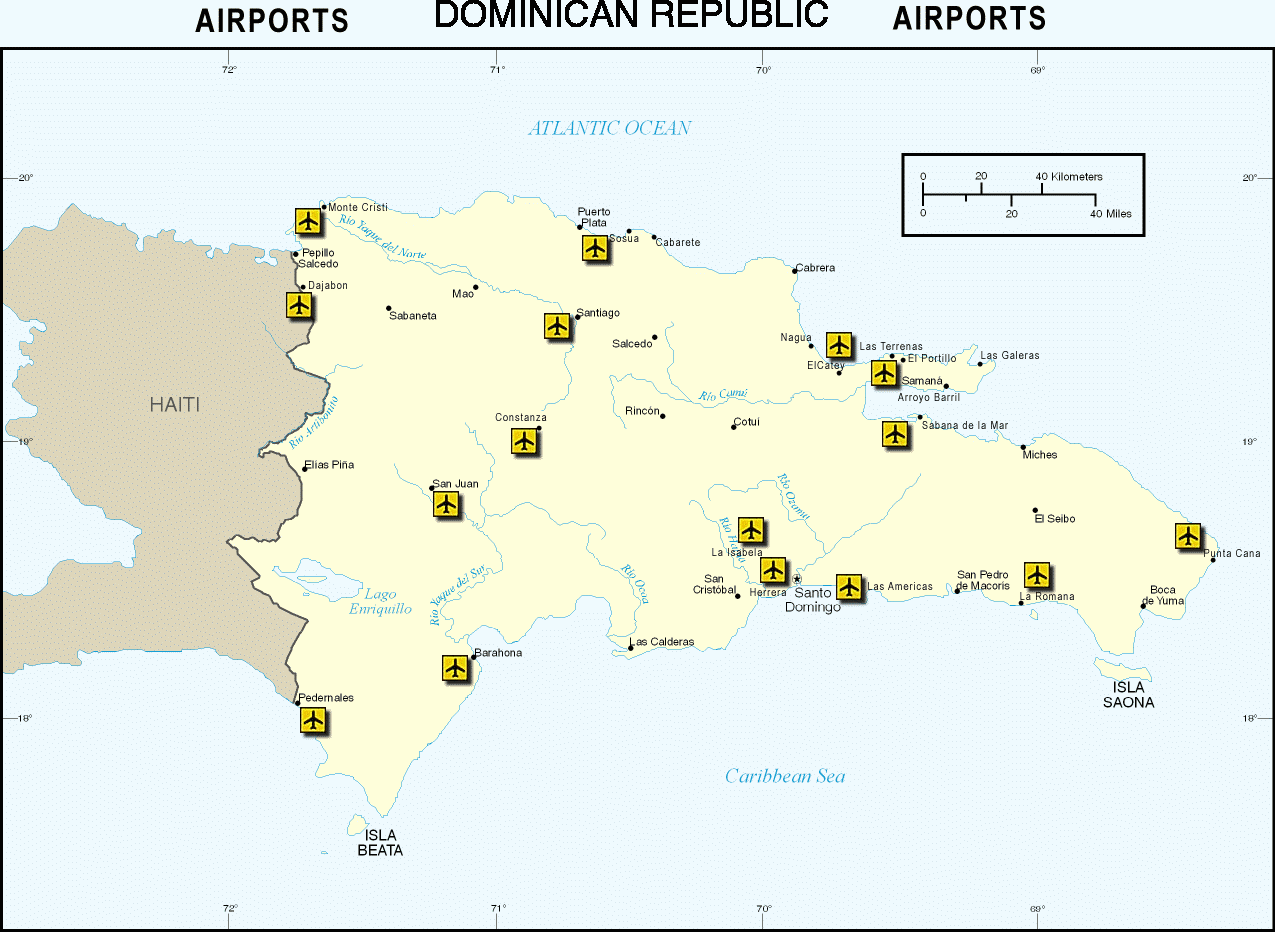 Airports In Dominican Republic Map Dominican Airports