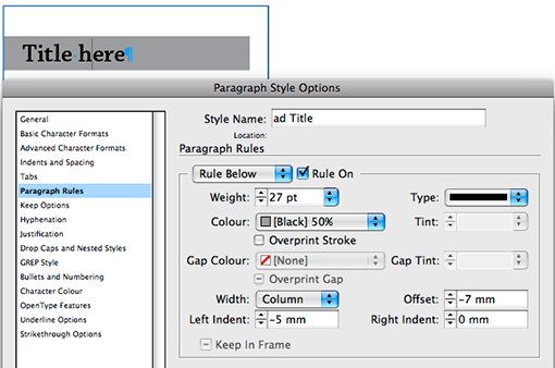 Adobe InDesign Creative effects with paragraph rules
