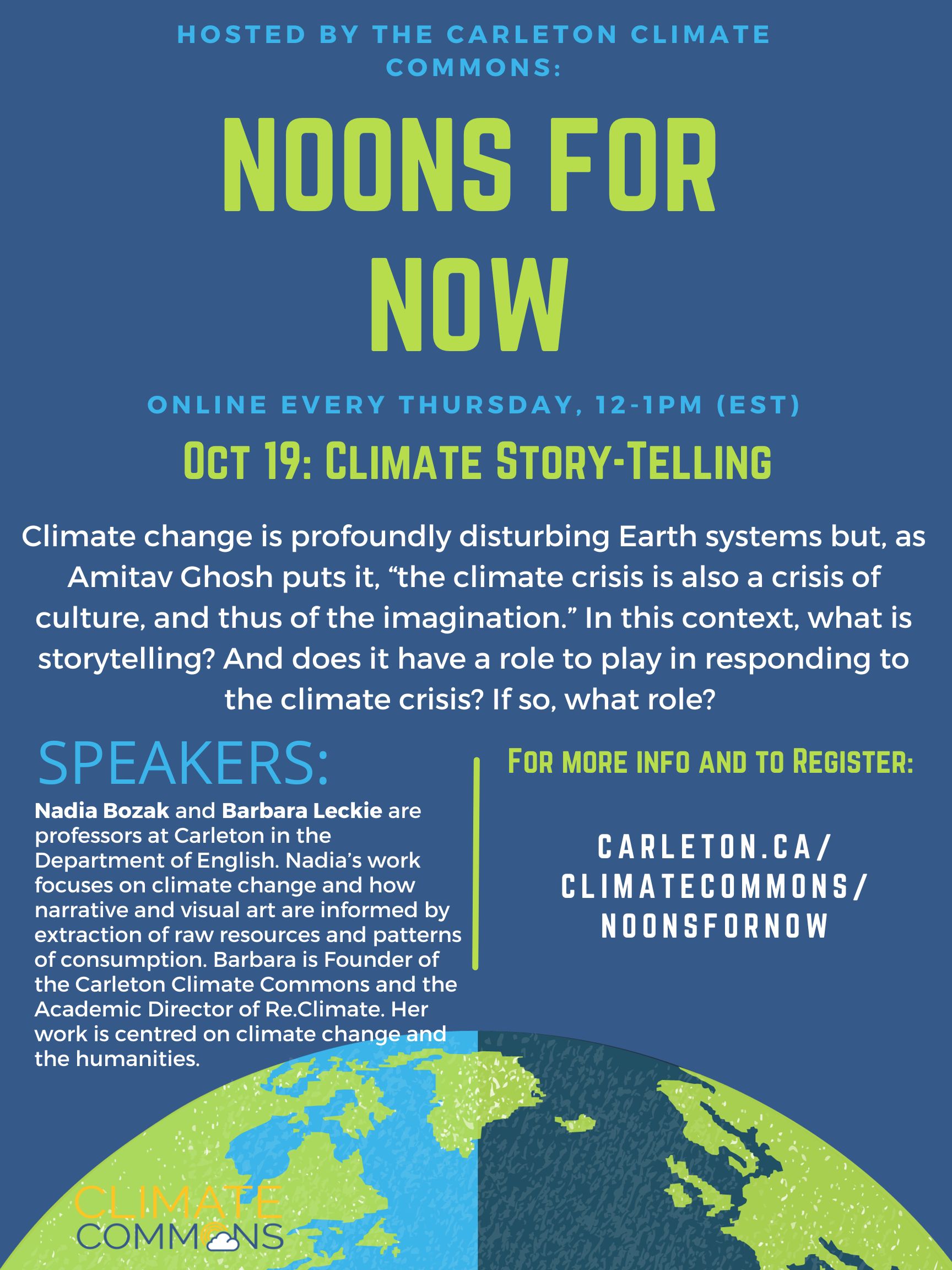 Oct 19 Climate Storytelling Carleton Climate Commons Working Group
