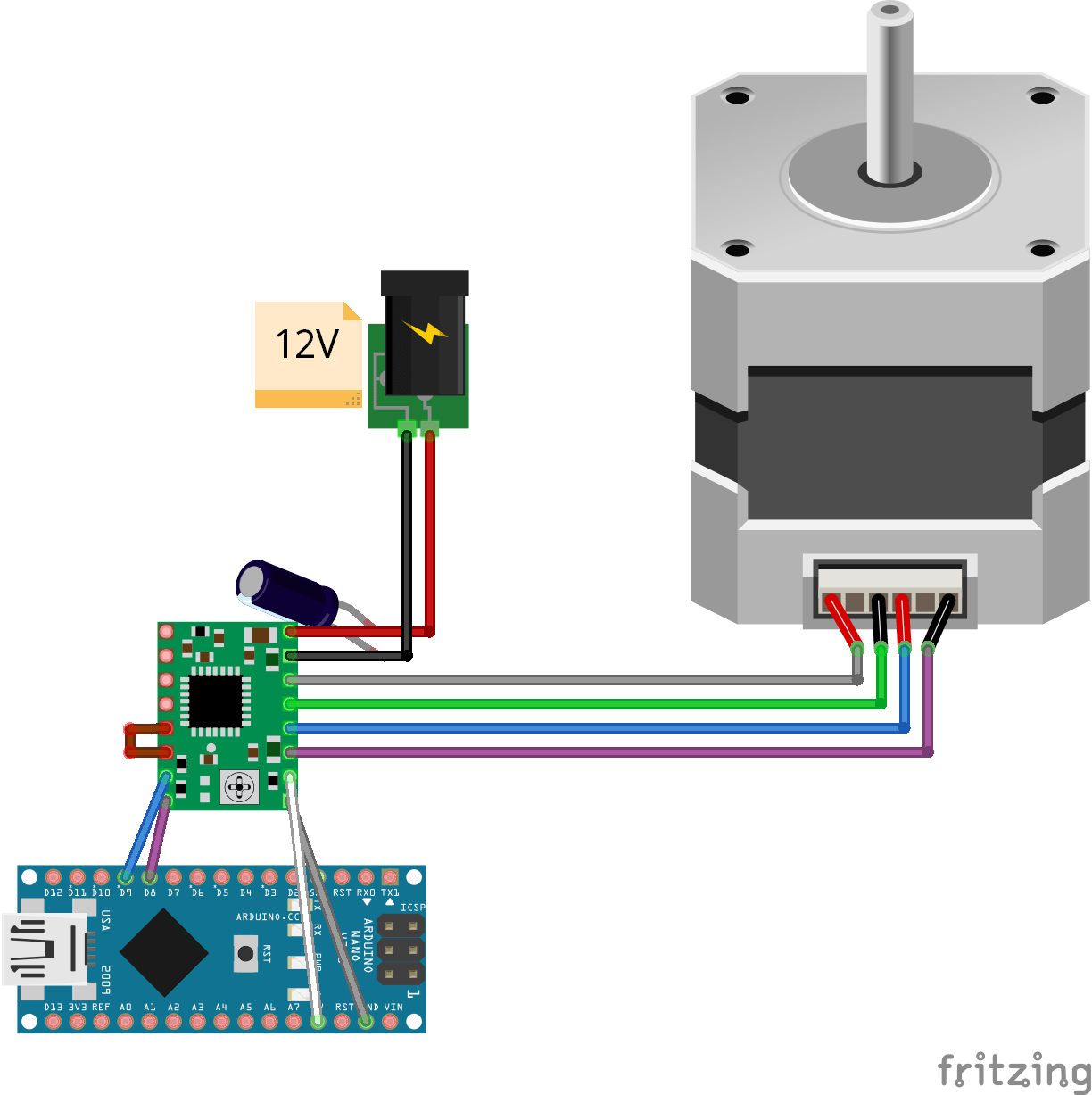 Manejar un motor stepper con un driver A4988 y Arduino | Carlini's Blog