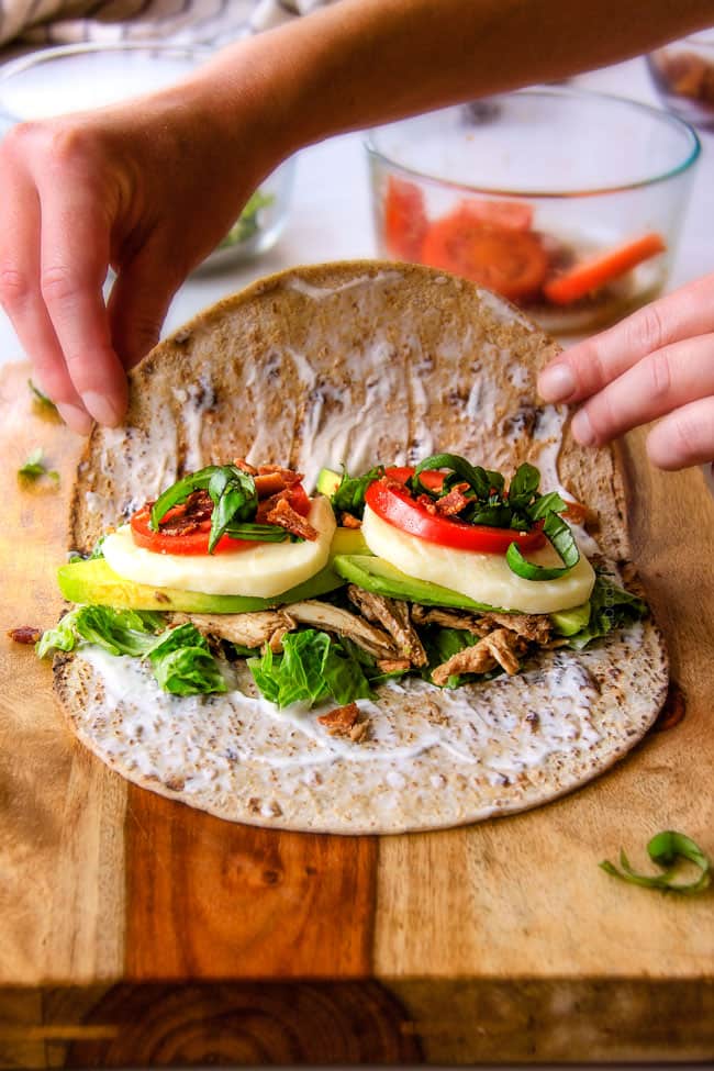 15 Minute Avocado Caprese Chicken Wraps (VIDEO) Carlsbad Cravings