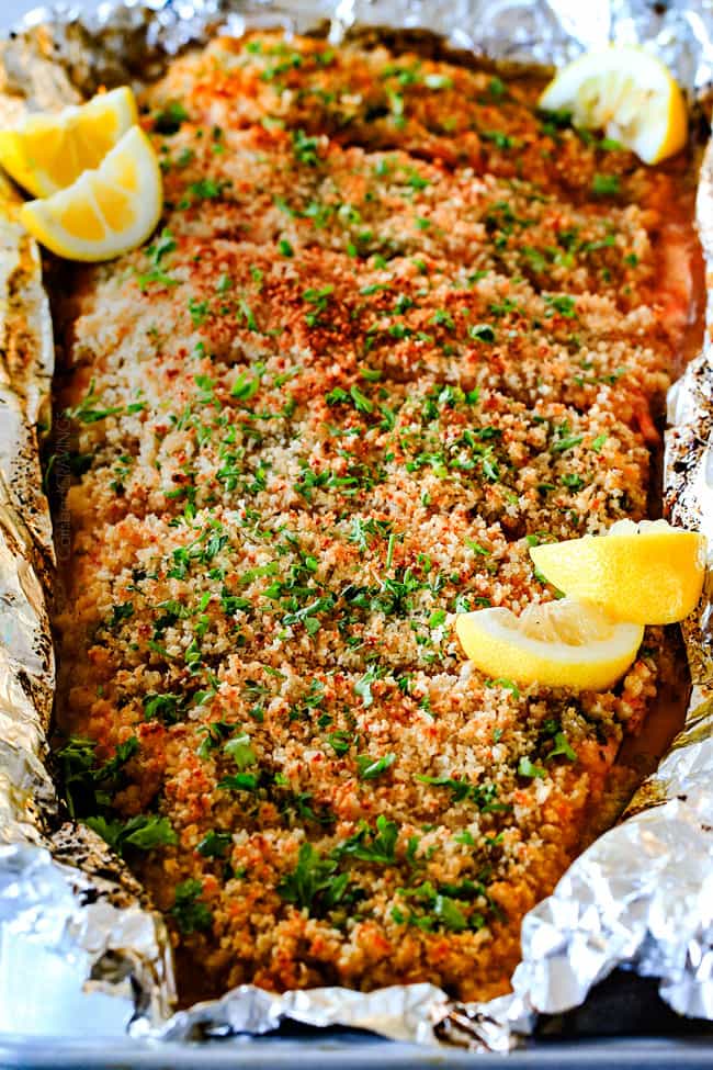 25 MINUTE Baked Lemon Garlic Butter Salmon with Crispy
