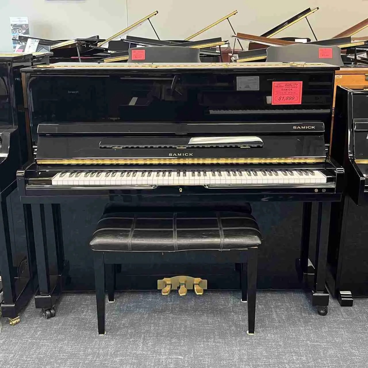 USED SAMICK UPRIGHT S0121B EBONY POLISH Carlson's Piano World