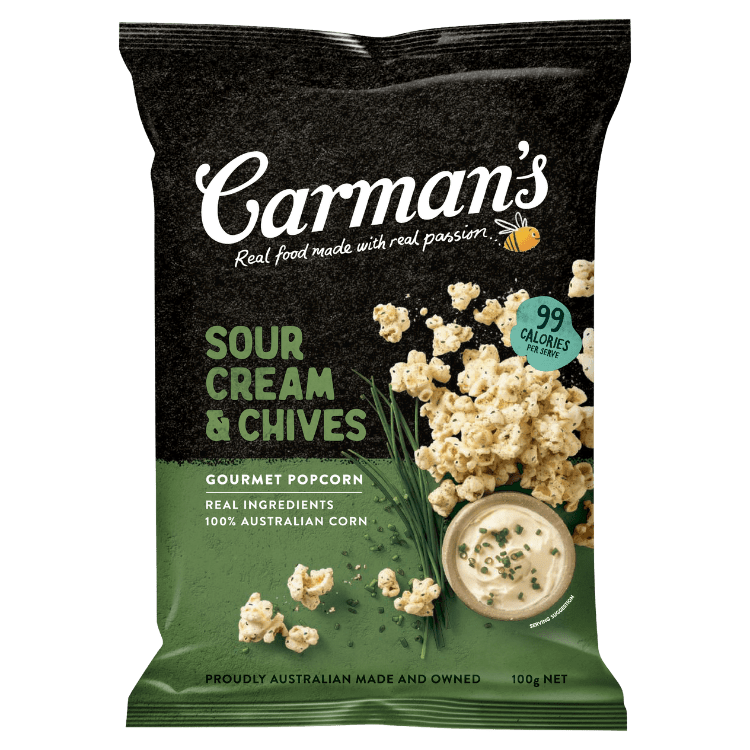 Gourmet Popcorn Sour Cream & Chives Carman's Kitchen Sour Cream