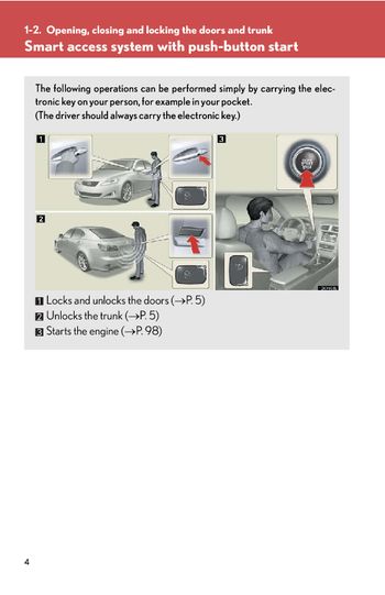 2007 Lexus Is250 - Opening, Closing And Locking The Doors And Trunk - Pdf Manual (22 Pages)