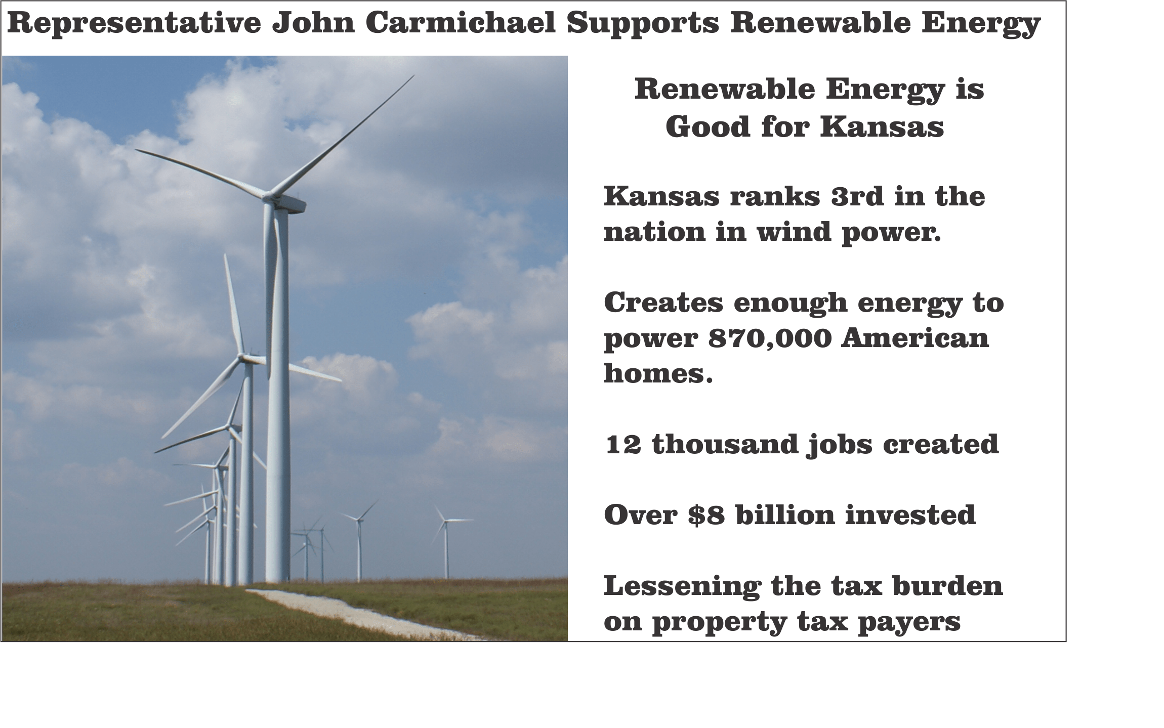 Renewable Energy is Good for Kansas State Representative John Carmichael
