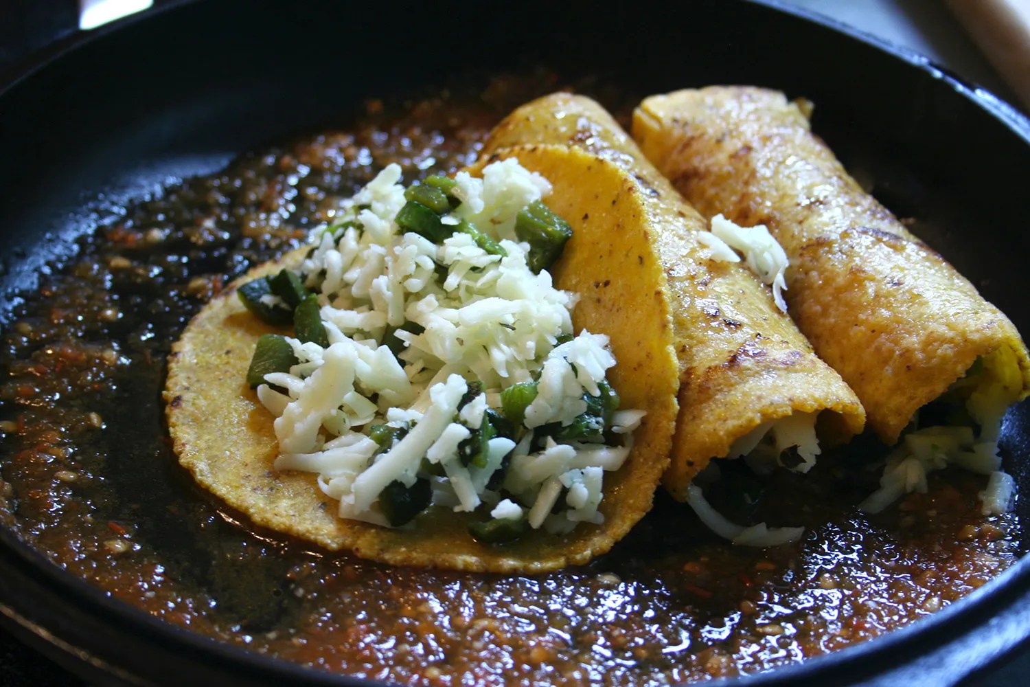 Chile Relleño Enchiladas Carne and Papas