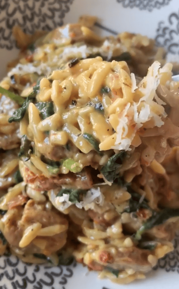 One Pot Spicy Italian Sausage Orzo Carol Bee Cooks