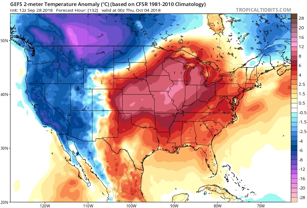 Above Average Temperatures for Eastern Half of the Country to Start