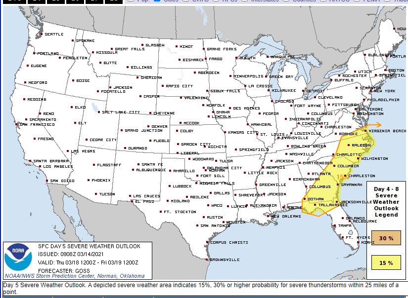 Potential for Severe Storms in The Carolinas on Thursday; Watching as
