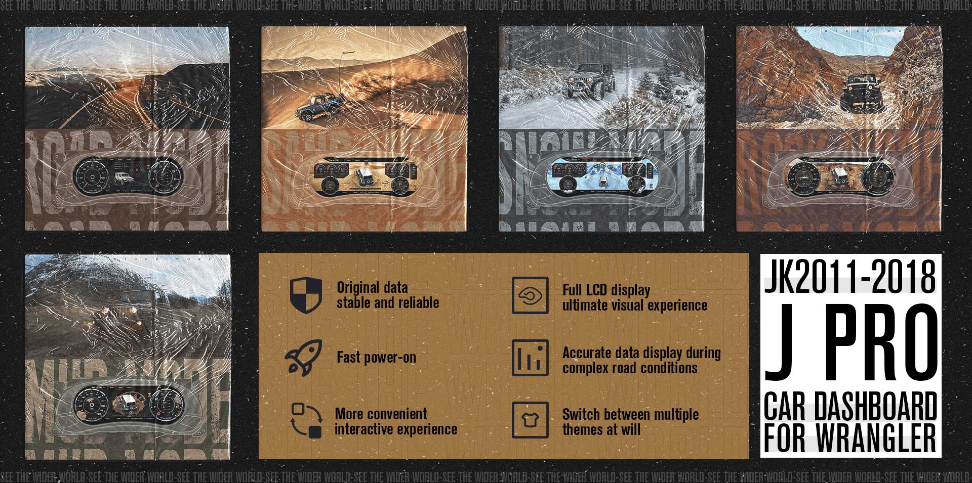 Carobotor J Pro Jeep Wrangler Dashboard (For Jeep wrangler JK 20112018)