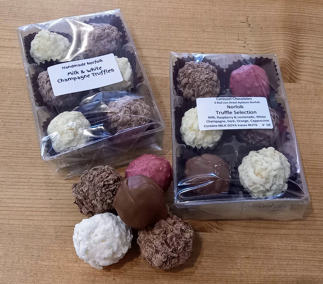 Handmade Norfolk Truffle Selection (6) Carousel Chocolates, Luxury
