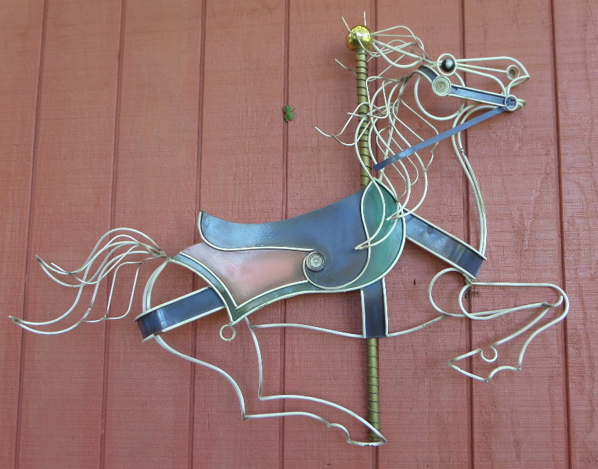 Curtis Jere Horse Carousel Wall Hanging wire sculpture. > Carousel Art