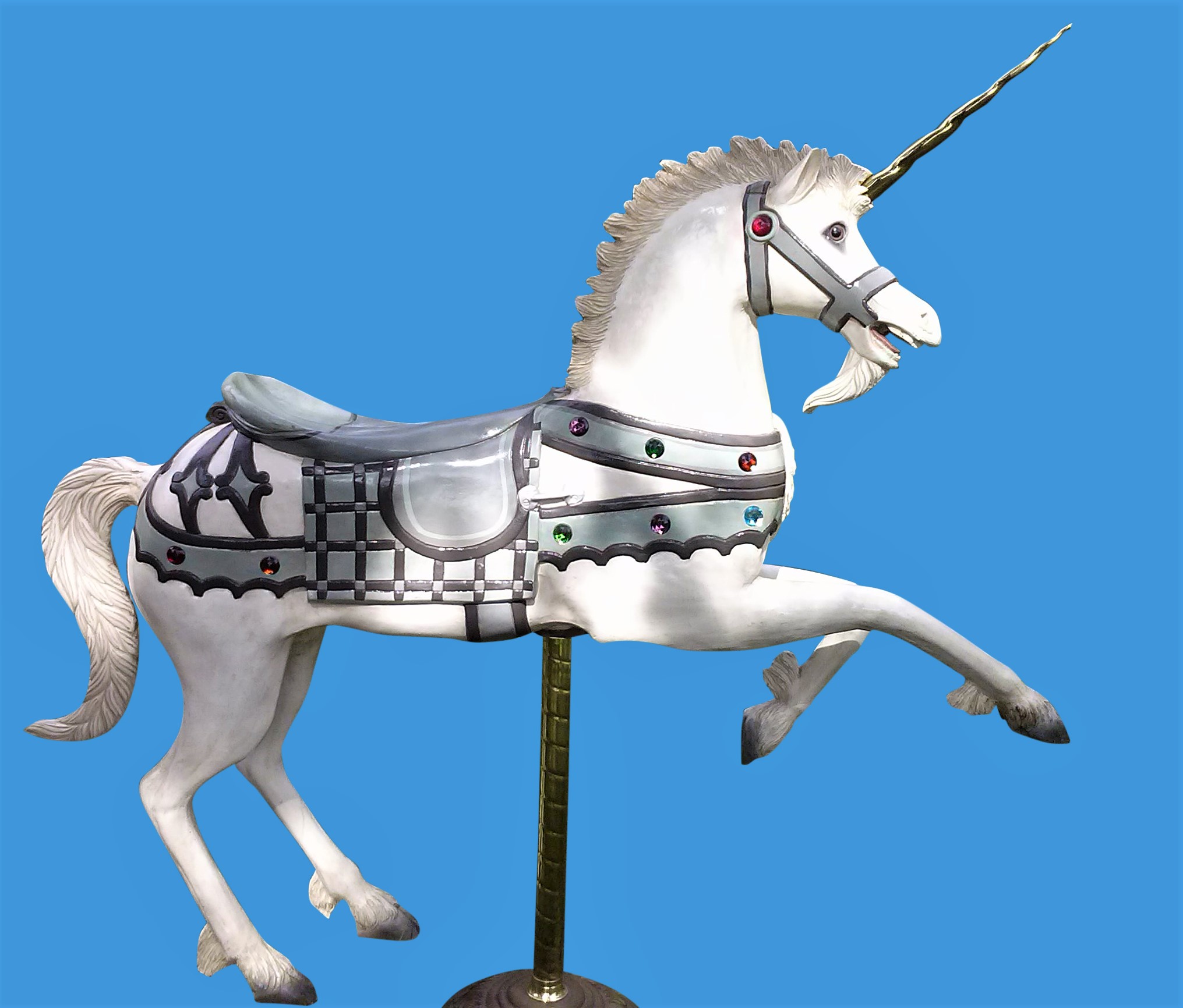 Unicorn Carousel Horse, full size fiberglass animal, > Carousel Animals
