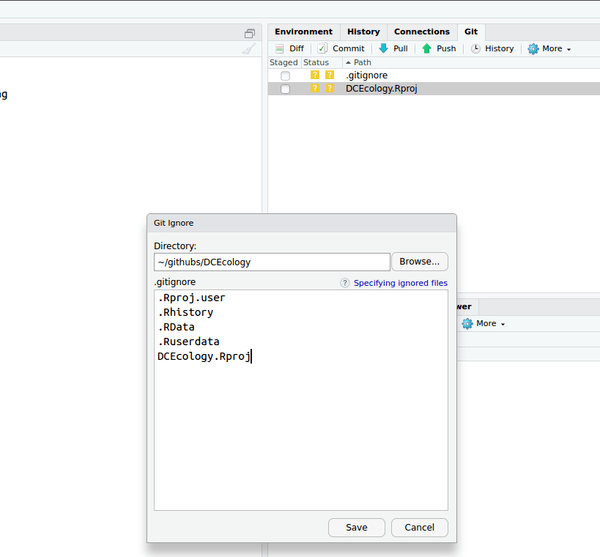 Ignore files from version control Git Using RStudio