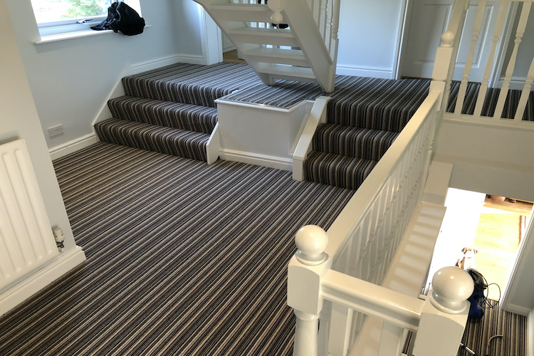 Striped Carpet Fitted to Stairs & Landings Carpet Image