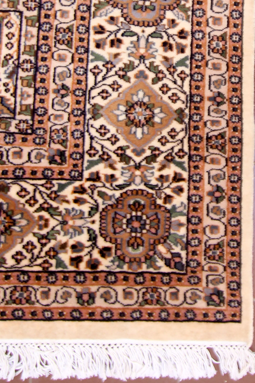 Silk wool dining room oriental rug size 12 by 9 from Kashmir