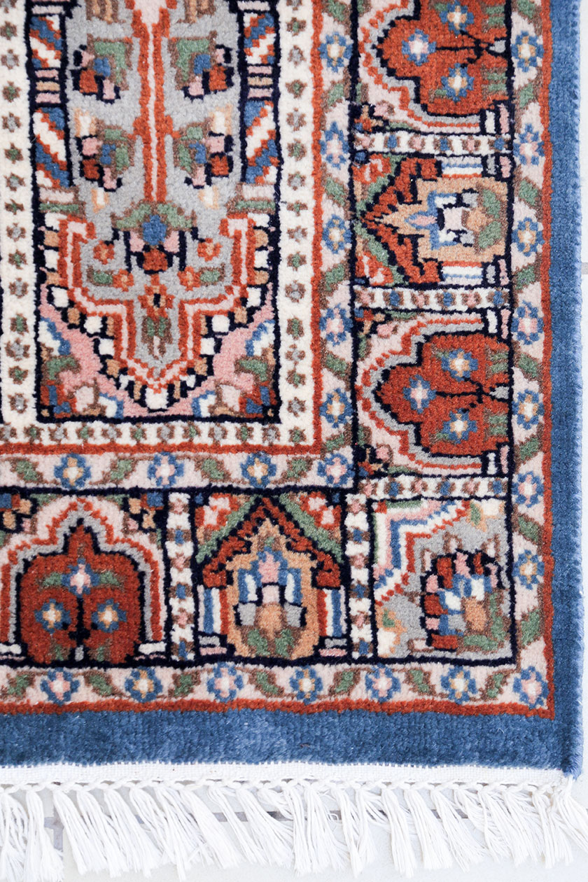 Geometric design wool silk area rug and scatter carpet for foyer