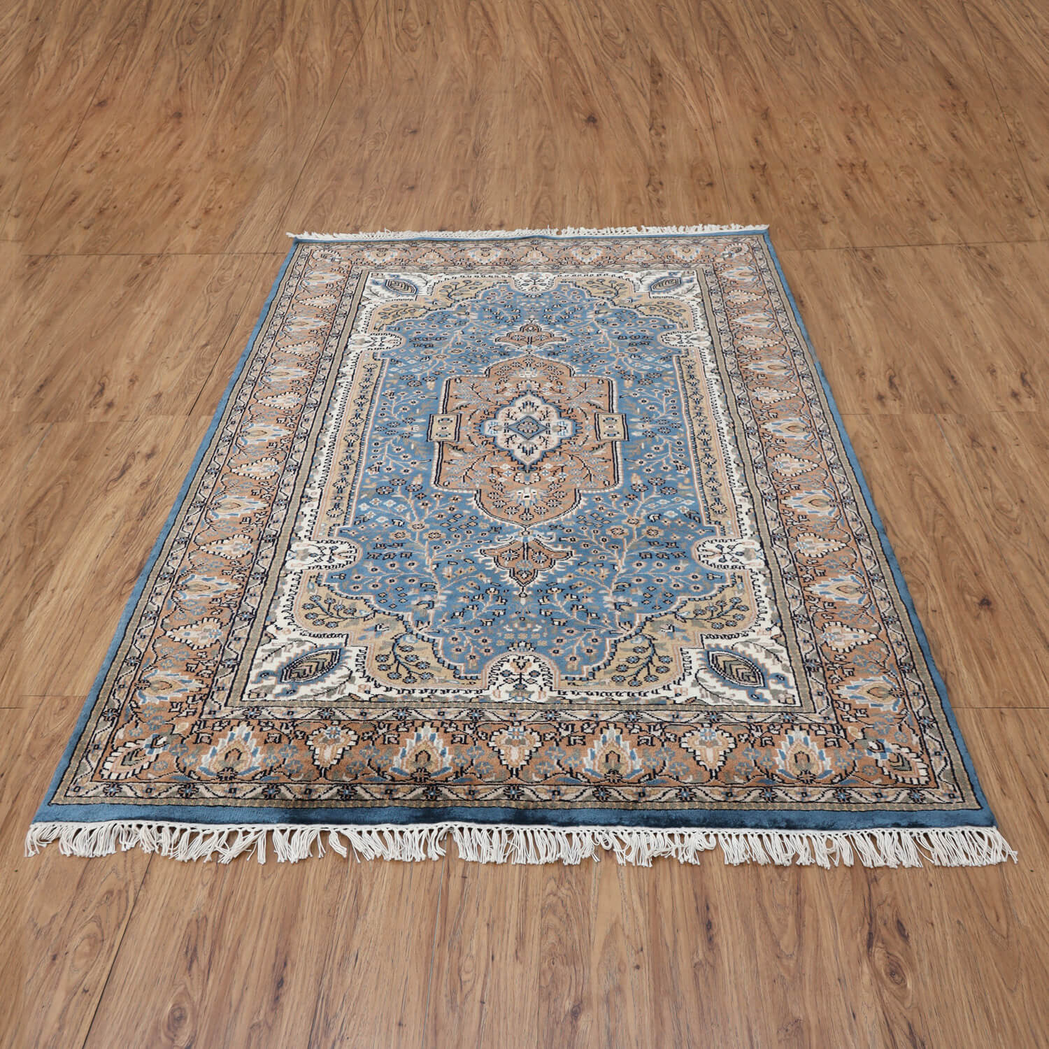 Floral design bespoke coffee table rug handmade and handknotted