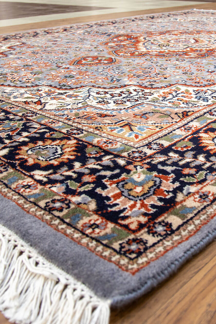 7 by 5 woolsilk coffee table rug handmade and handknotted