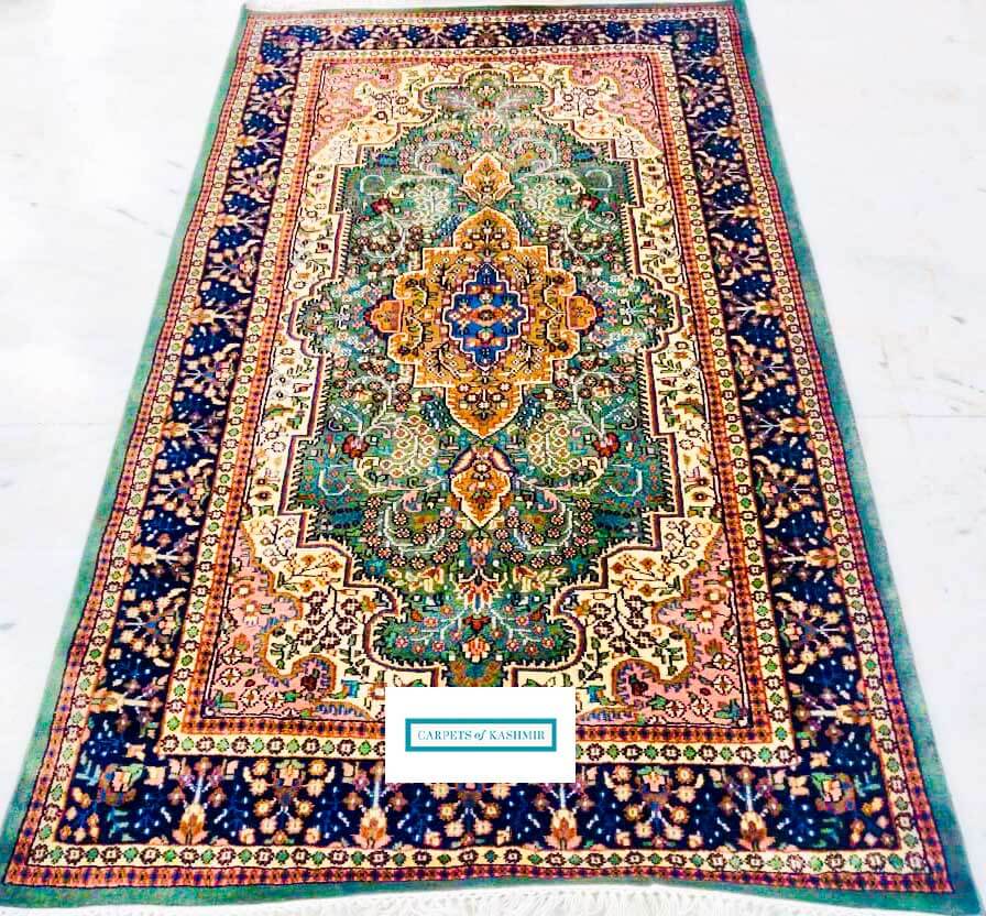 Woolsilk made in India 6 by 4 rug with Floral design by Carpets of