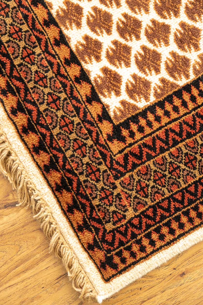 Antique finish cotton fringe oriental rug Made in India Buy Now