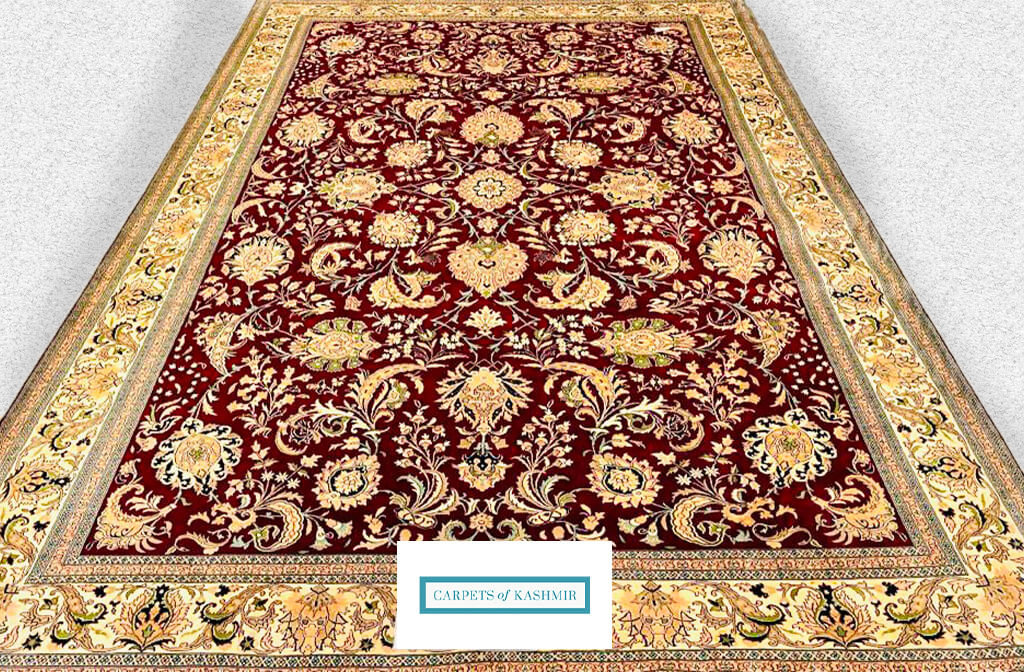 Living and dining room pure silk rug from Carpets of Kashmir; Mumbai