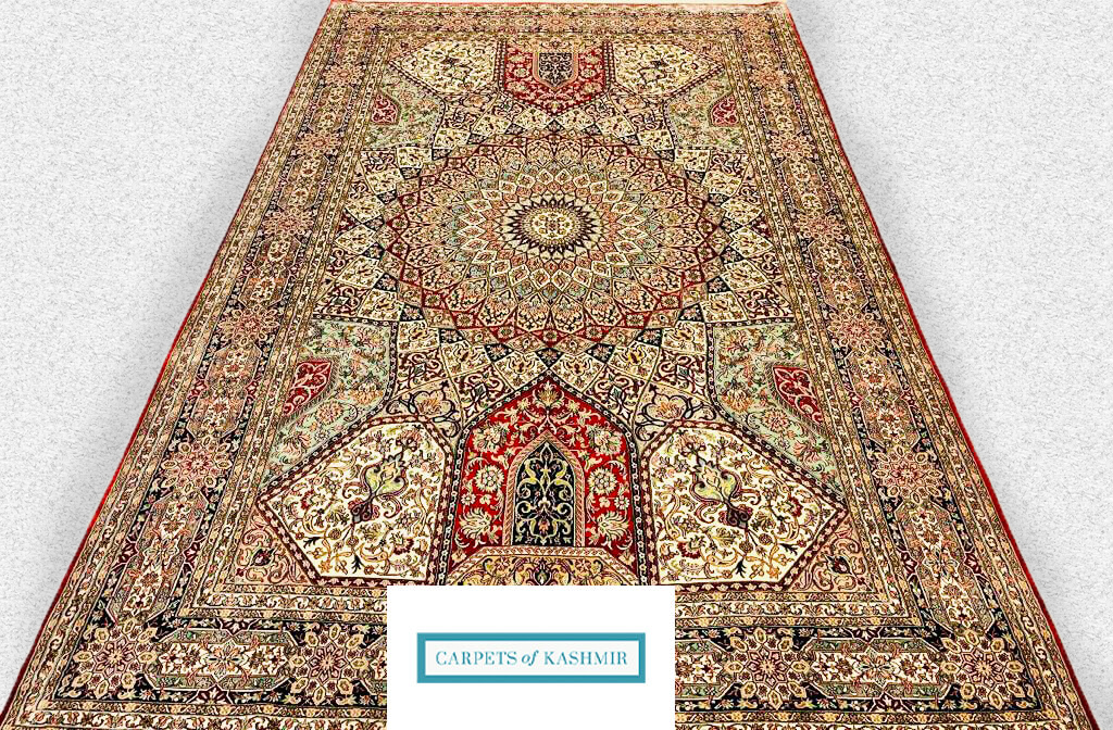 Living and dining room pure silk rug from Carpets of Kashmir; Mumbai