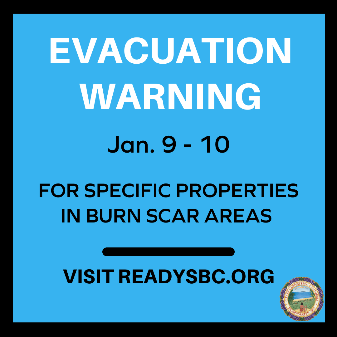 SB County Issues Evacuation Warning City of Carpinteria