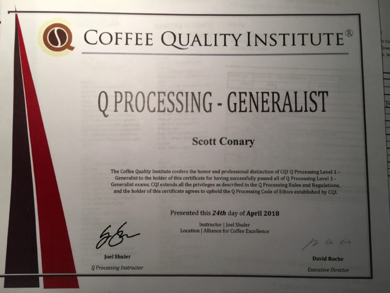 CQI Coffee Processing Generalist Certification Carrboro Coffee Roasters