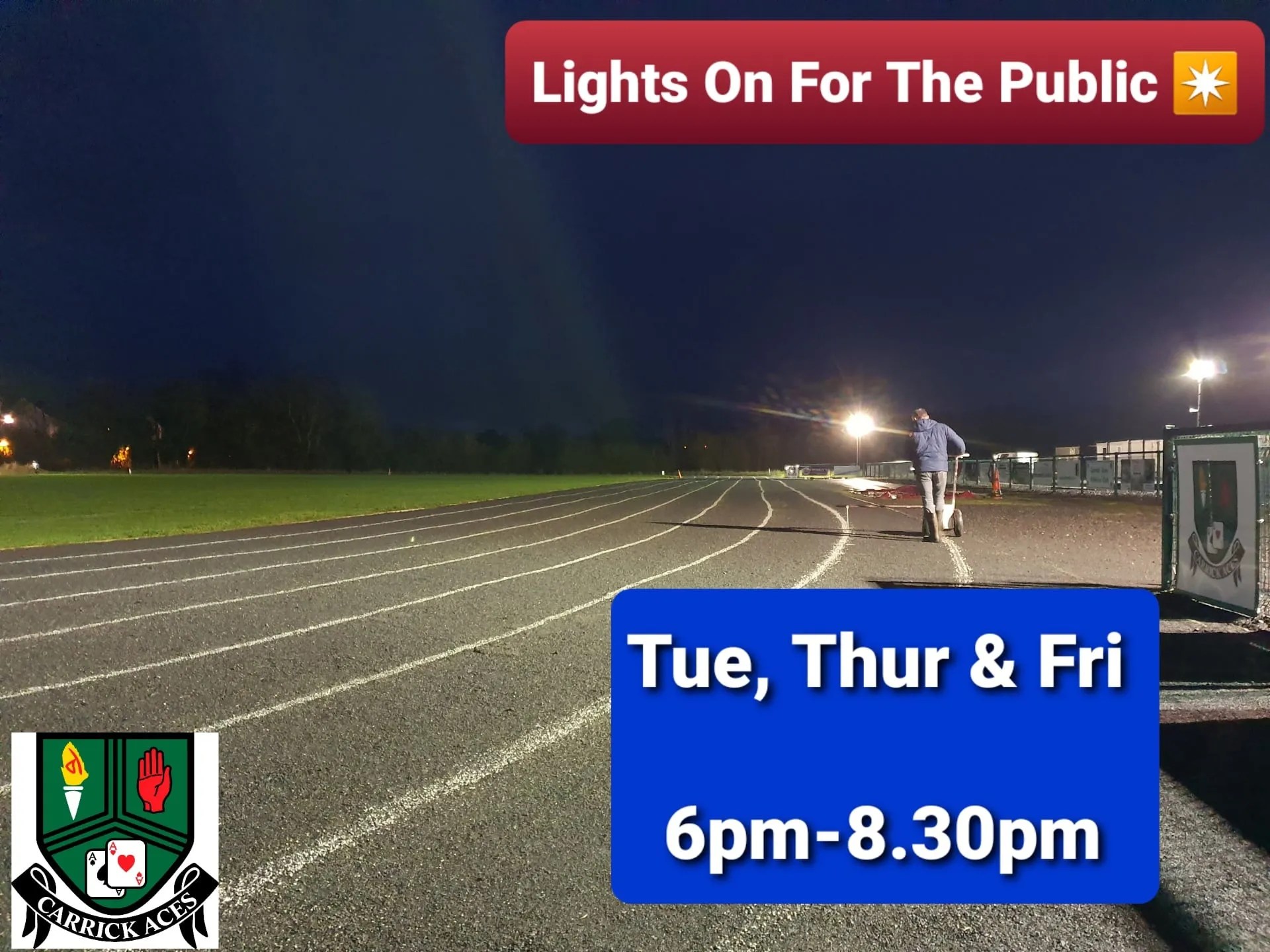 'Lights on for the Public' Carrick Aces Track Carrickmacross.ie