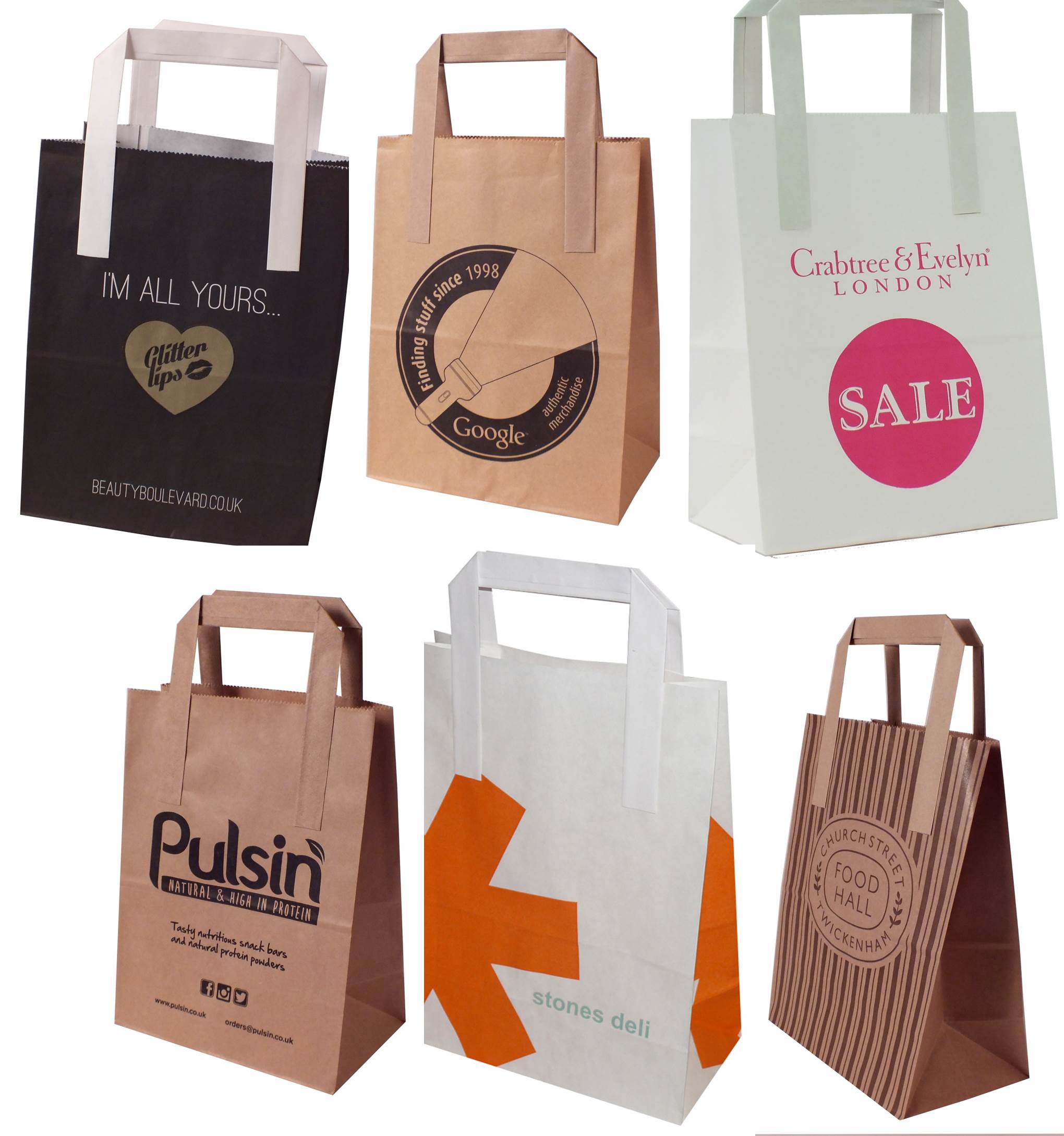 Flat Tape Handle Paper Bags Printed Paper Carrier Bags