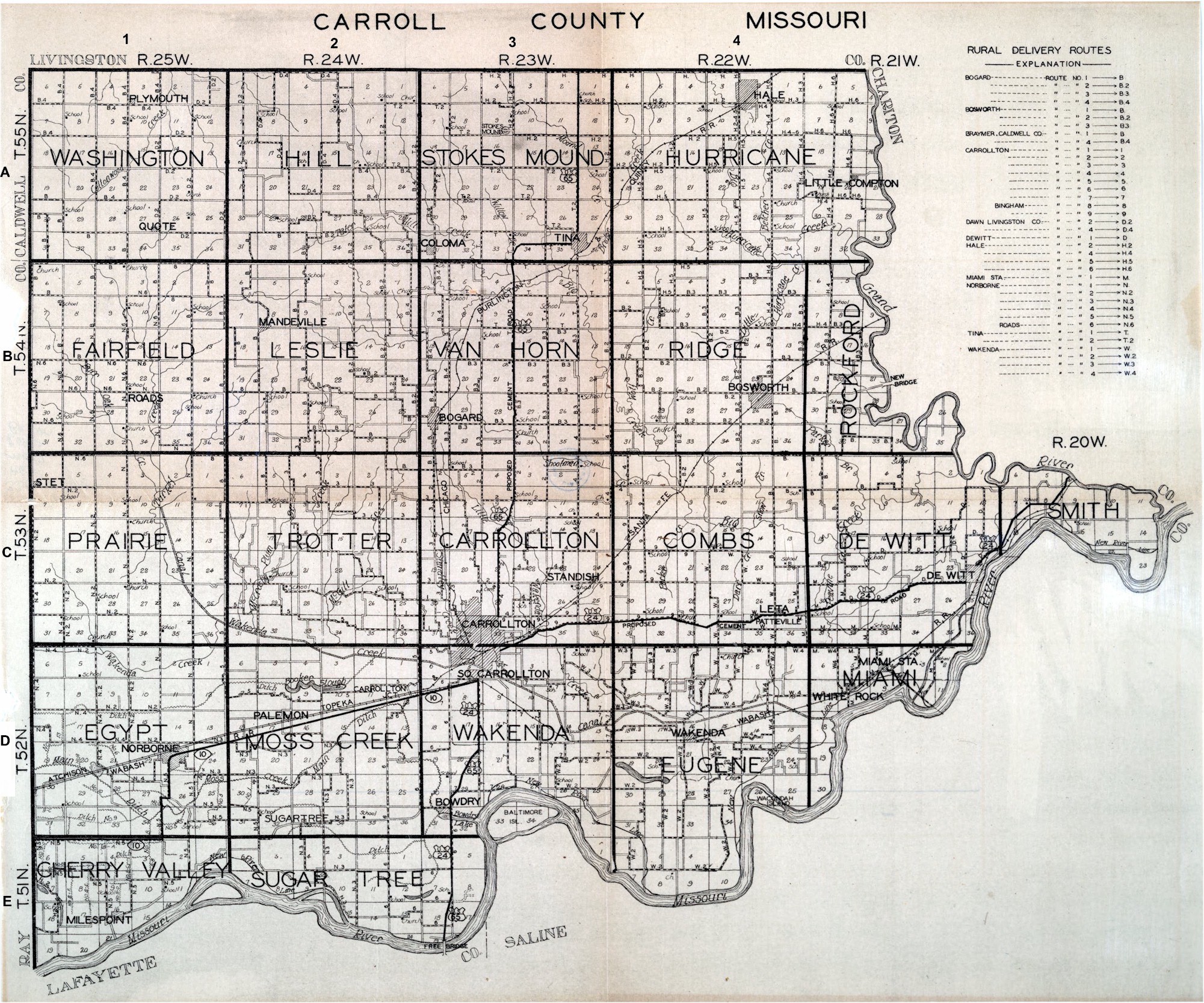 Carroll County, Missouri, Gen Project Cemetery Township Map