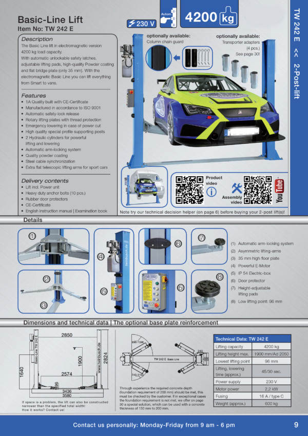 Single two post car hoist hoist repairs and maintenance Sydney Carsoft
