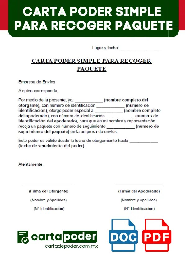 ᐅ Carta Poder Simple » +15 Ejemplos en Word PDF Gratis ️