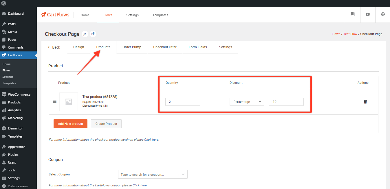 How to Set Quantity and Discount for Product on the Checkout Page.