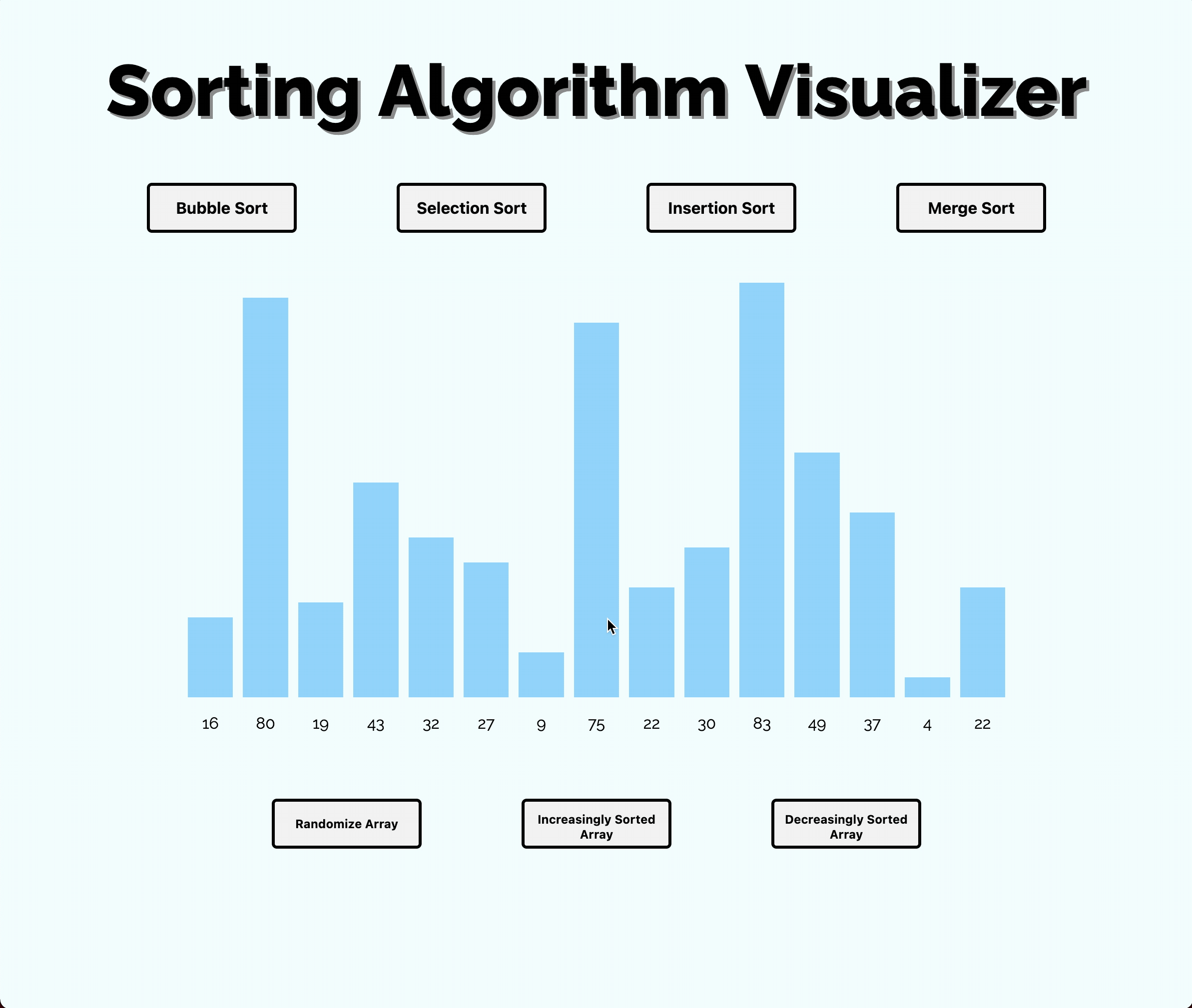 SortingAlgorithmVisualizer Visually animates well known sorting
